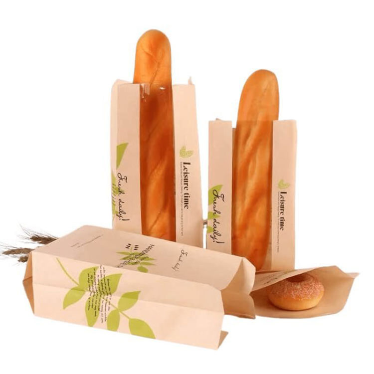 Sacos de papel de pão de baguete com janela