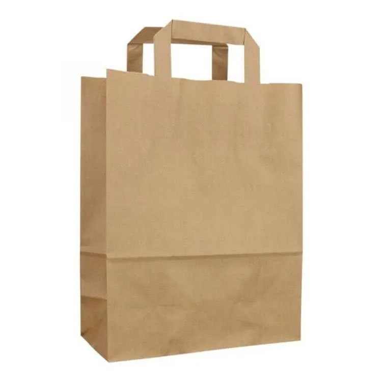 Saco de papel Kraft com alça de papel plana